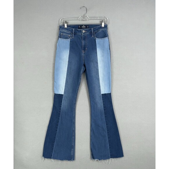 Hollister Denim - Hollister Jeans Womens 7 High Rise Vintage Flare Patchwork Frayed Hem Y2K Retro